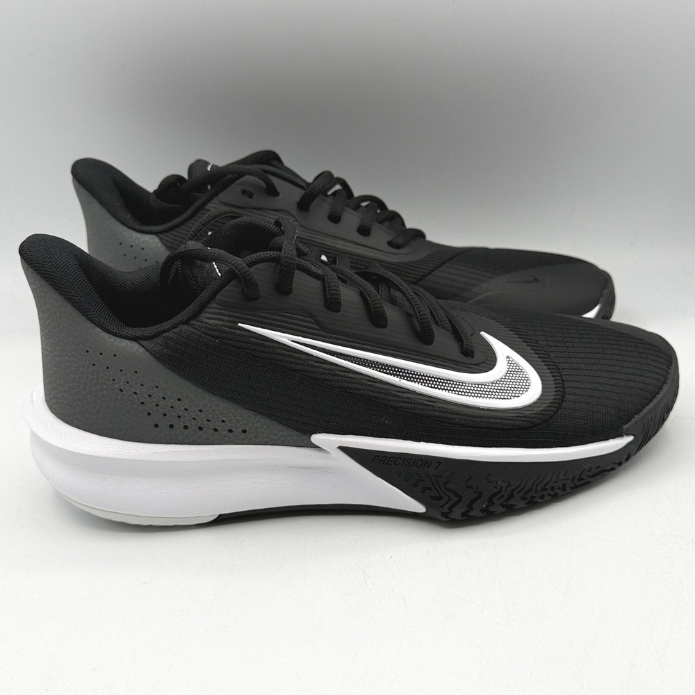 Nike Precision VII Basketball Shoes Mens Low Top Size 8 Black White FN4322-005